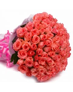 Bouquet of 75 Pink Roses with green fillers