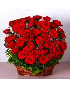Basket Arrangements of 50 Red Roses