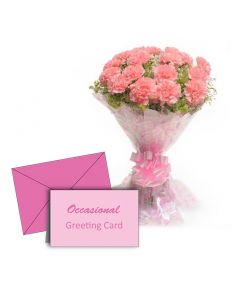 Pink Blossom Carnations with Greeting Card