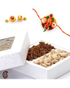 Cashew and Raisins Box with FREE Rakhi and Tilak DGSRWD07