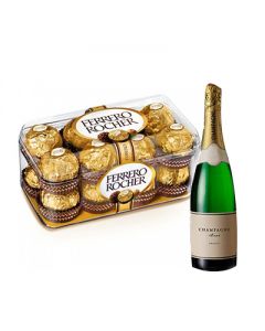 Feast Gift Hamper - Send delicious 200gm Ferro Rocher chocolates with a bottle of branded champagne is an experience for all the senses.