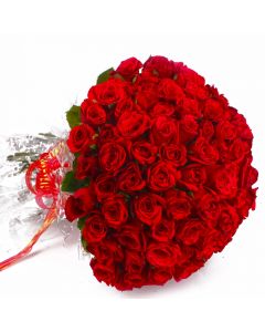 Bouquet of 100 Red Roses with green fillers