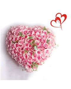 Arrangement of 75 pink roses in a Heart