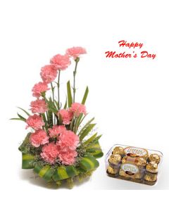carnations with dracaena leaves for Mom