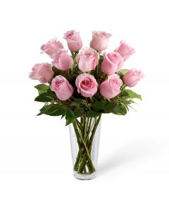 One Dozen Premium Long Stemmed Pink Rose Bouquet
