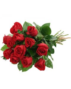 Classic bouquet of one dozen long stemmed red roses